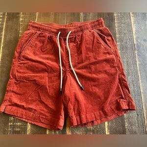 Men’s Free Assembly Corduroy Pull On Shorts Drawstring Tie Burnt Henna Small